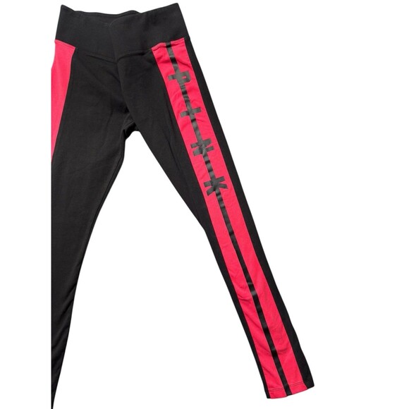 Victoria’s Secret PINK Yoga Leggings Womens M Black Pink Side Stripe Logo Pants - Picture 3 of 9